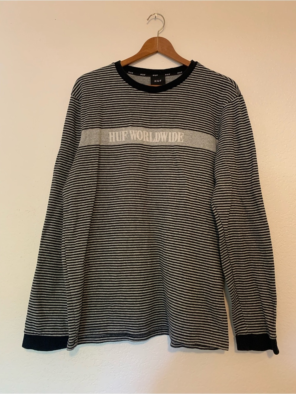 HUF Striped Long Sleeve Tee - Black & Gray